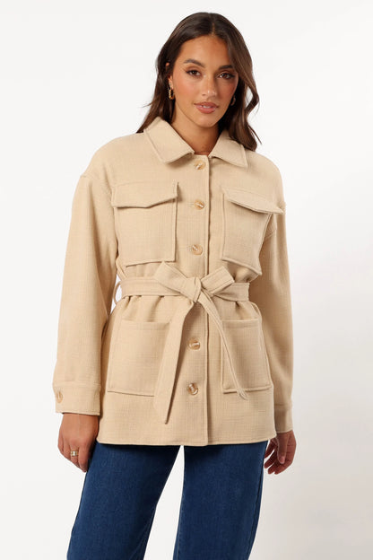 Arlow Tie Front Shacket Cream