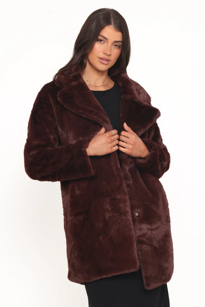 Meeka Faux Fur Jacket Burgundy