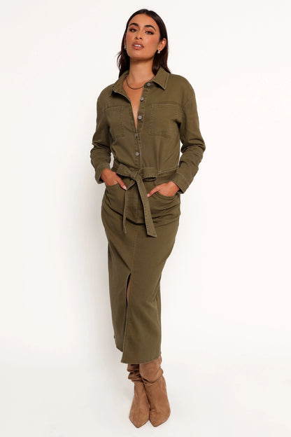 Cortney Long Sleeve Maxi Dress Olive