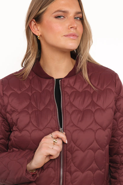 Genevieve Quilted Bomber Cherry