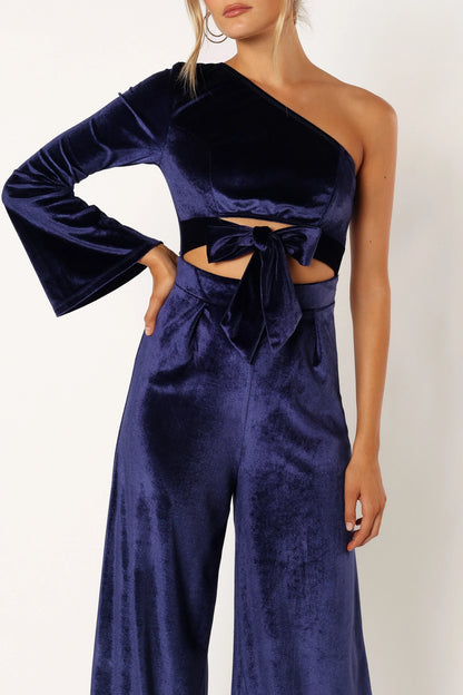 Avery Velvet Jumpsuit Sapphire