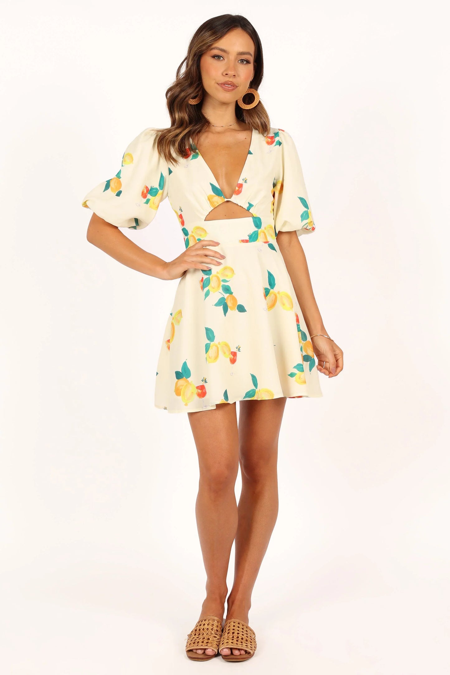 Mikaela Mini Dress Lemon Print