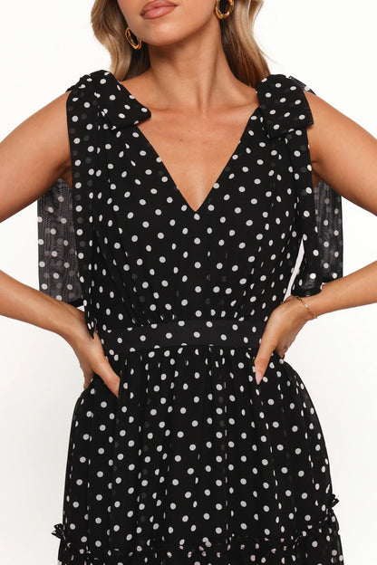 Ada Maxi Dress Black Polka Dot