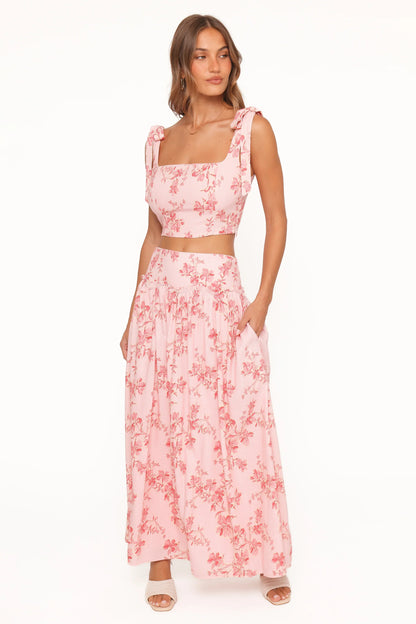 Tyler Tie Shoulder Top Rose Pink Floral