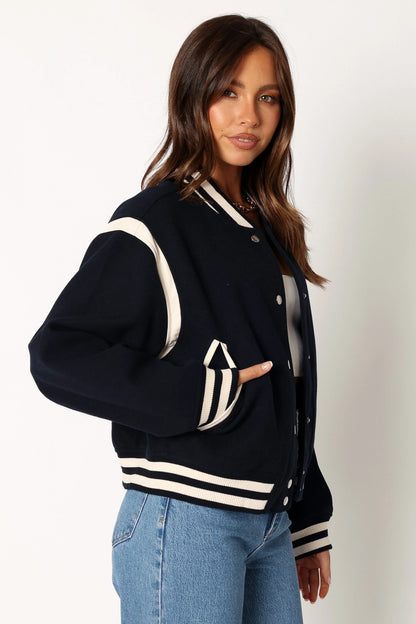 Fallon Collegiate Bomber Jacket Dark Indigo