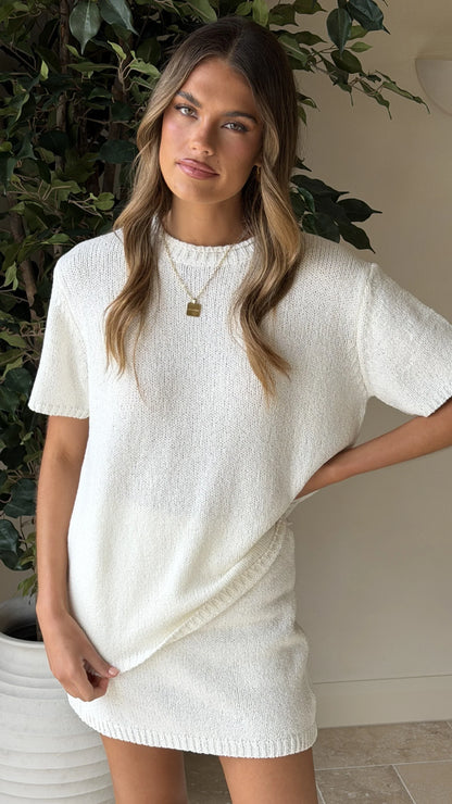 Casey Oversized Knit Tee Off White