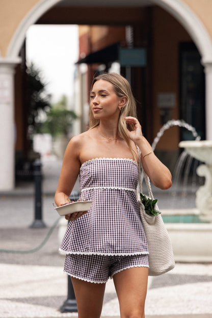Kyle Two Piece Set Chocolate Gingham