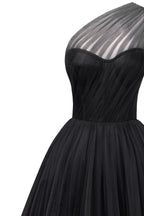 Black One Shoulder Cocktail Tulle Dress