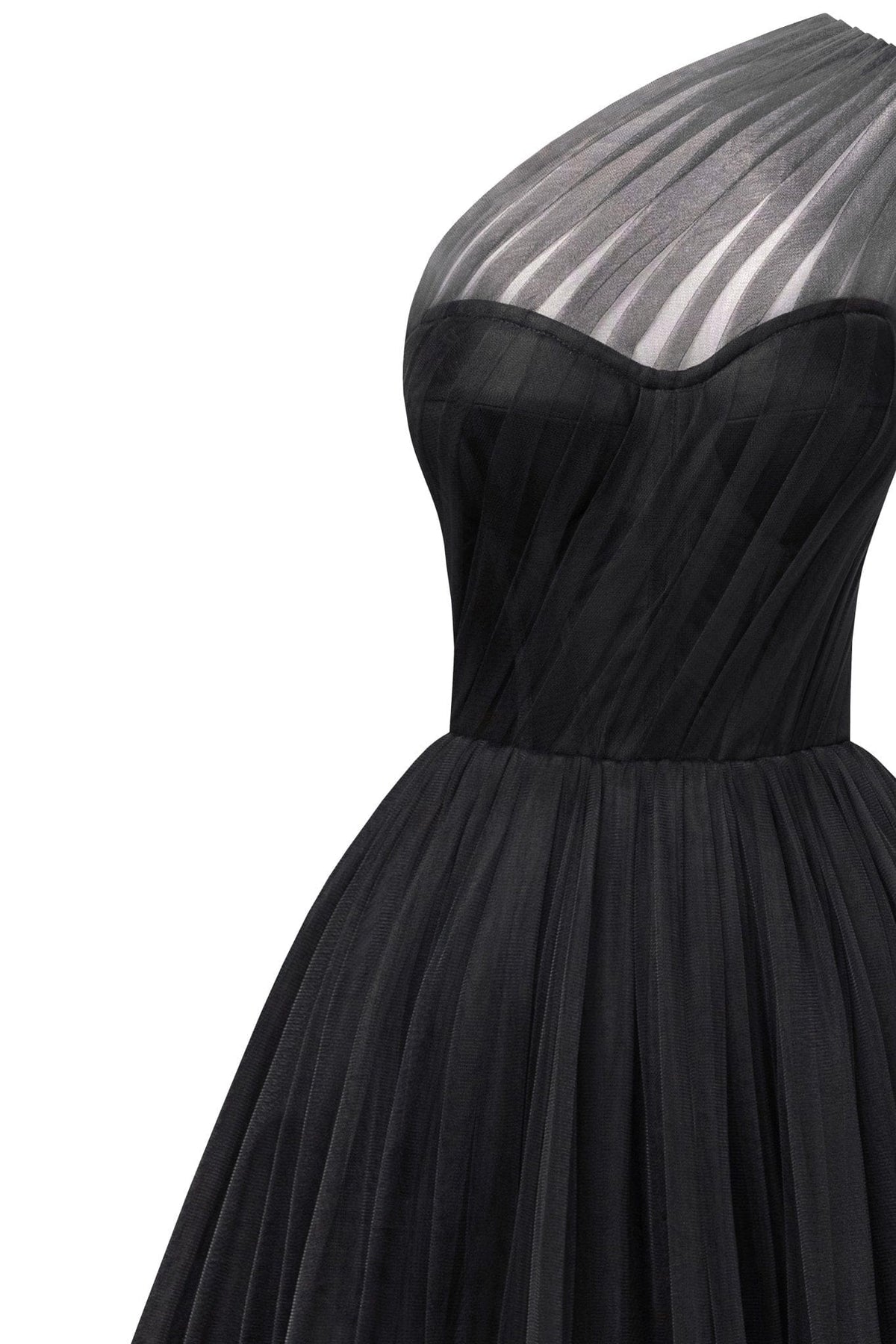 Black One Shoulder Cocktail Tulle Dress