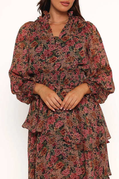 Vivian Midi Dress Rose Black