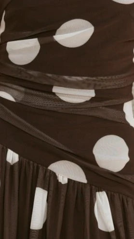Riko Strapless Maxi Dress Chocolate Macro Polka