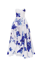 Wonderful white A line maxi dress with blue flowers Glow Up