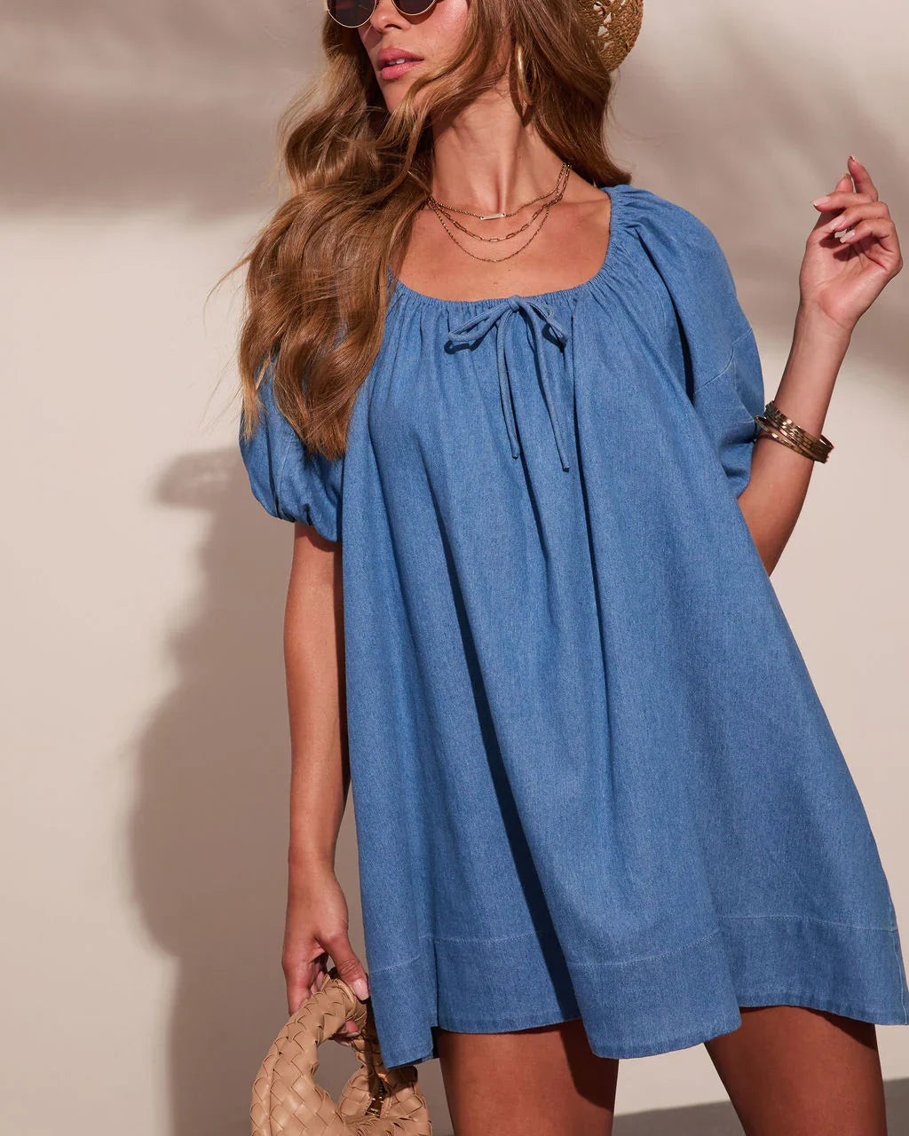 Mellanie Shift Chambray Mini Dress