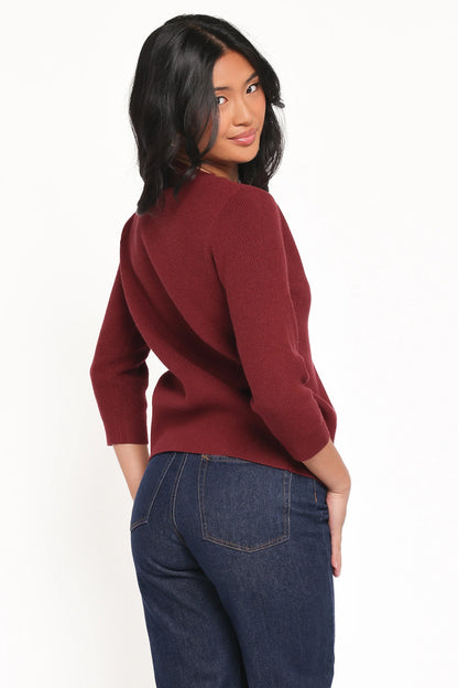 Cataline Button Front Top Wine