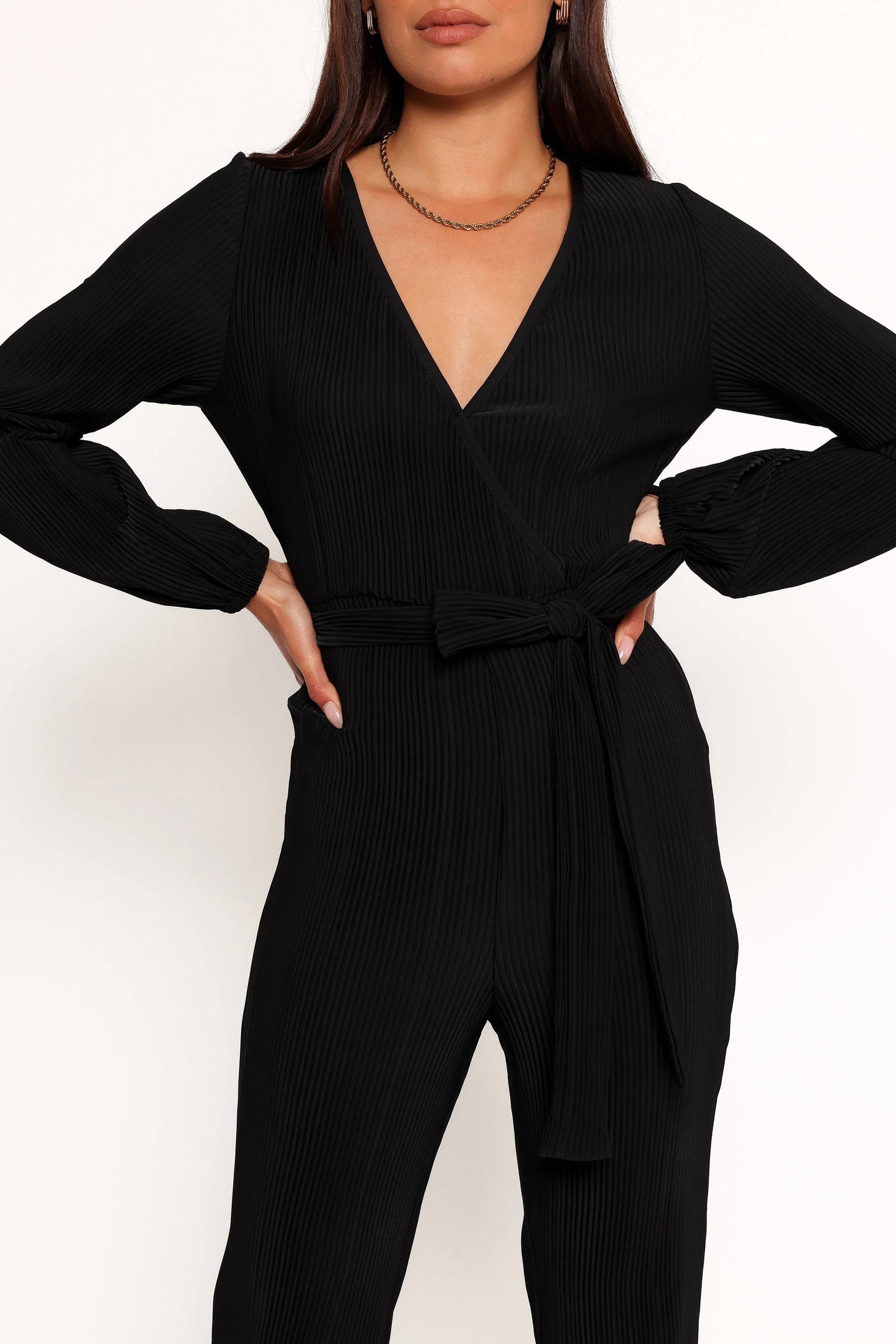 Solange Plisse Jumpsuit Black