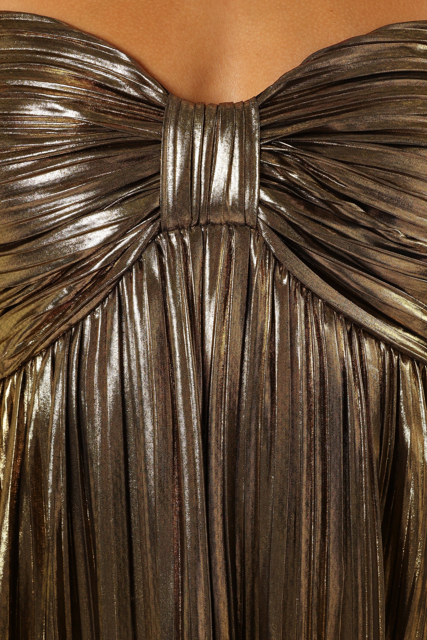 Kanthro Pleated Maxi Dress Gold