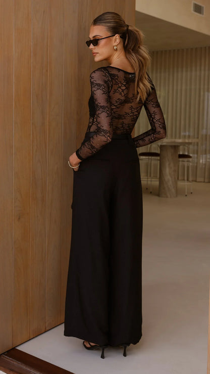 Eldora Long Sleeve Lace Top Black