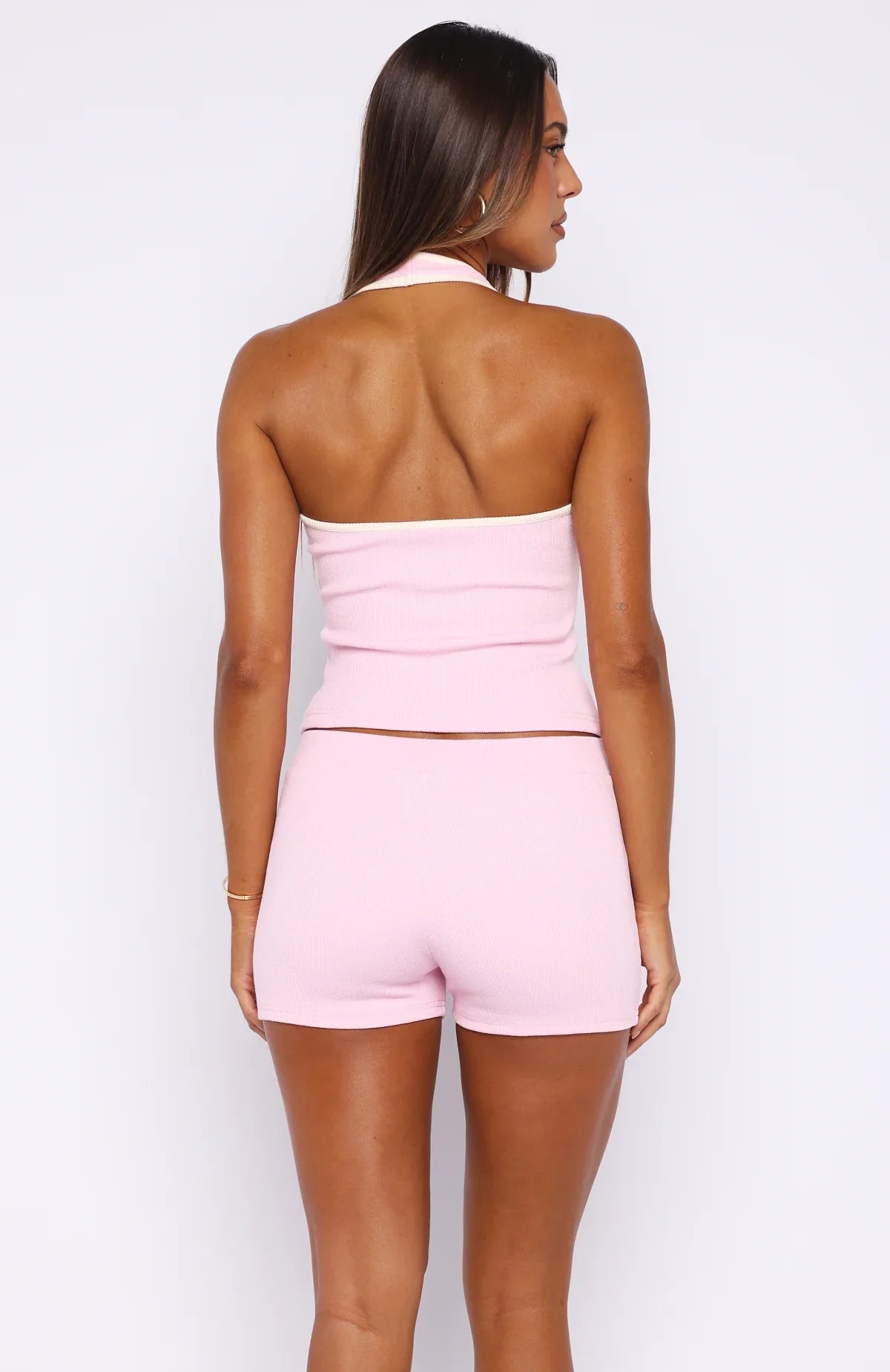 Doing My Best Ribbed Bike Shorts Pink