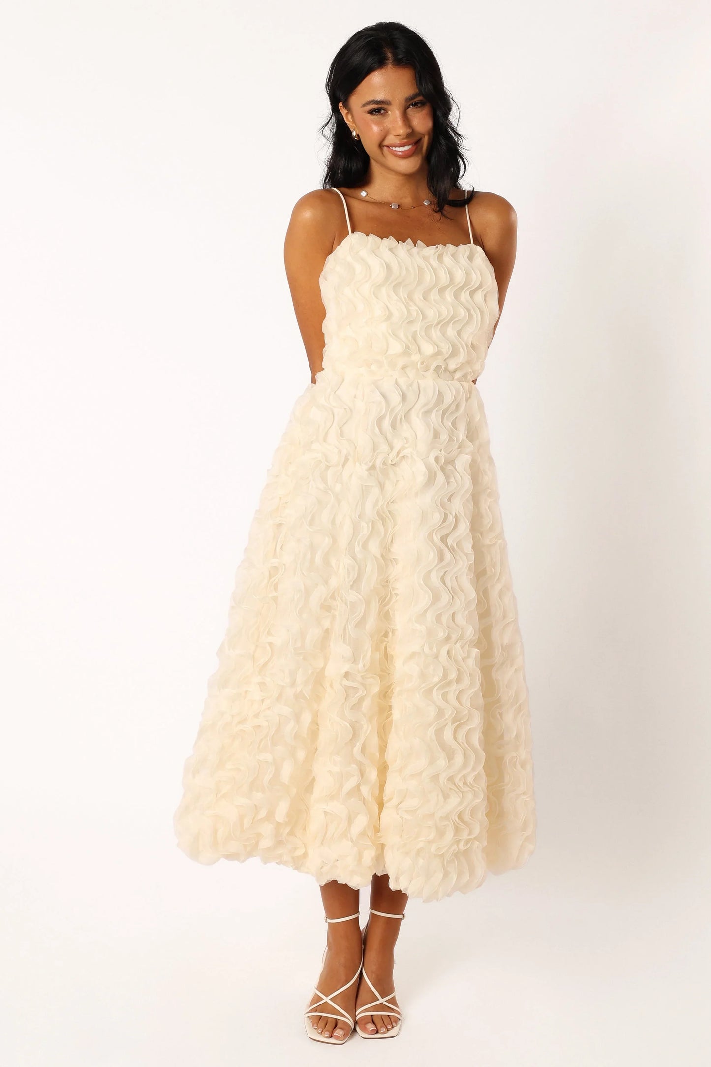 Kade Textured Midi Dress White
