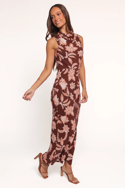 Wheeler Midi Dress Orange Floral