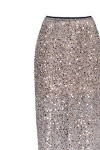 Showstopper fully sequined silver fitted maxi skirt Midnight Walk