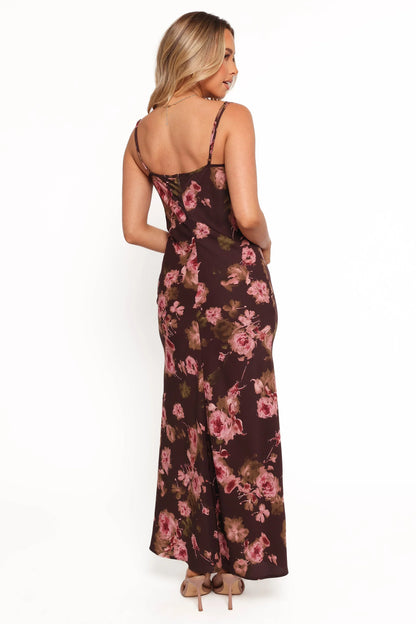 Enya Maxi Dress Chocolate Floral