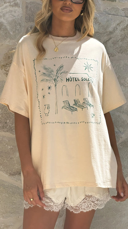 Hotel Soleil Oversized Tee Beige