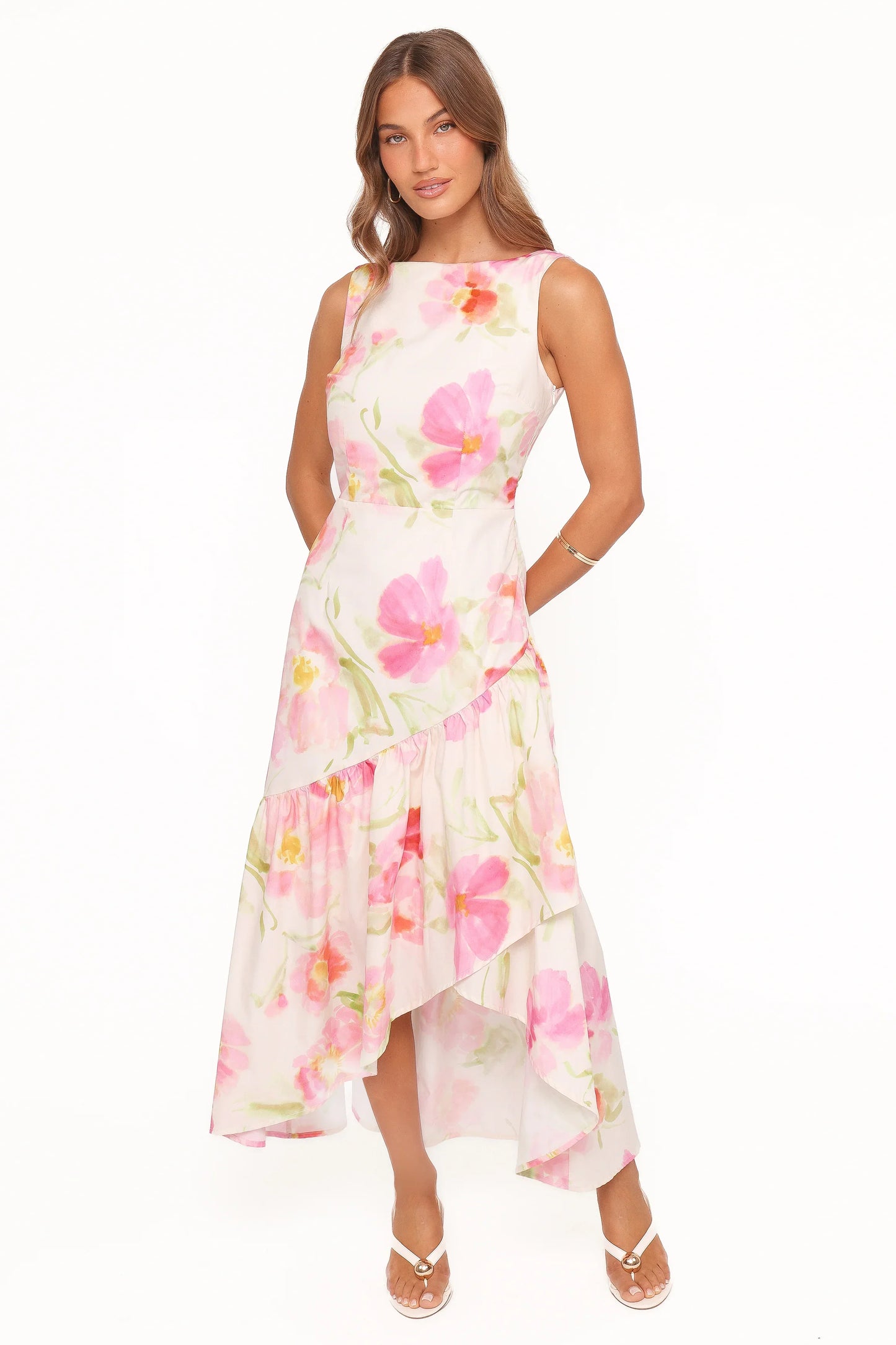Zula Maxi Dress Pink Garden Floral