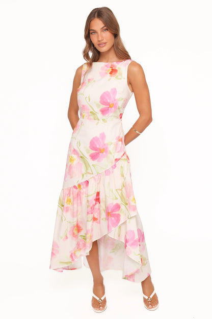 Zula Maxi Dress Pink Garden Floral