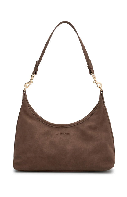 Jane Shoulder Bag Chocolate Faux Suede