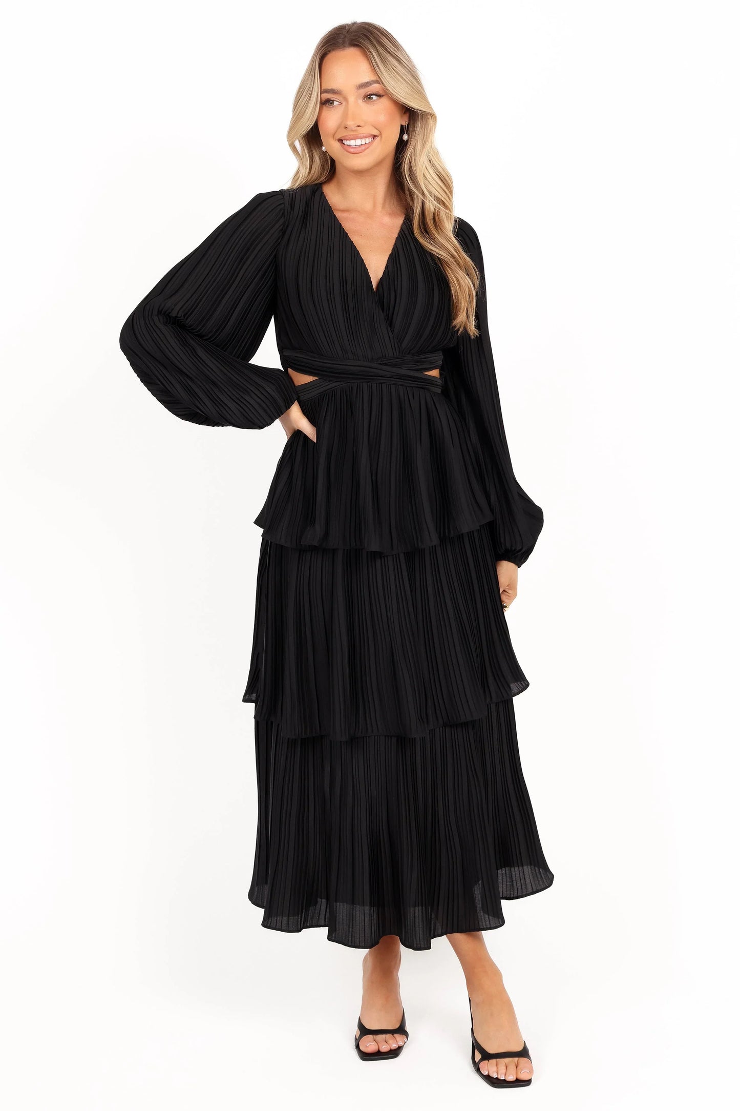 PIppa Long SLeeve Midi Dress Black