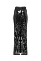Dramatic fitted sequined black maxi skirt Midnight Walk