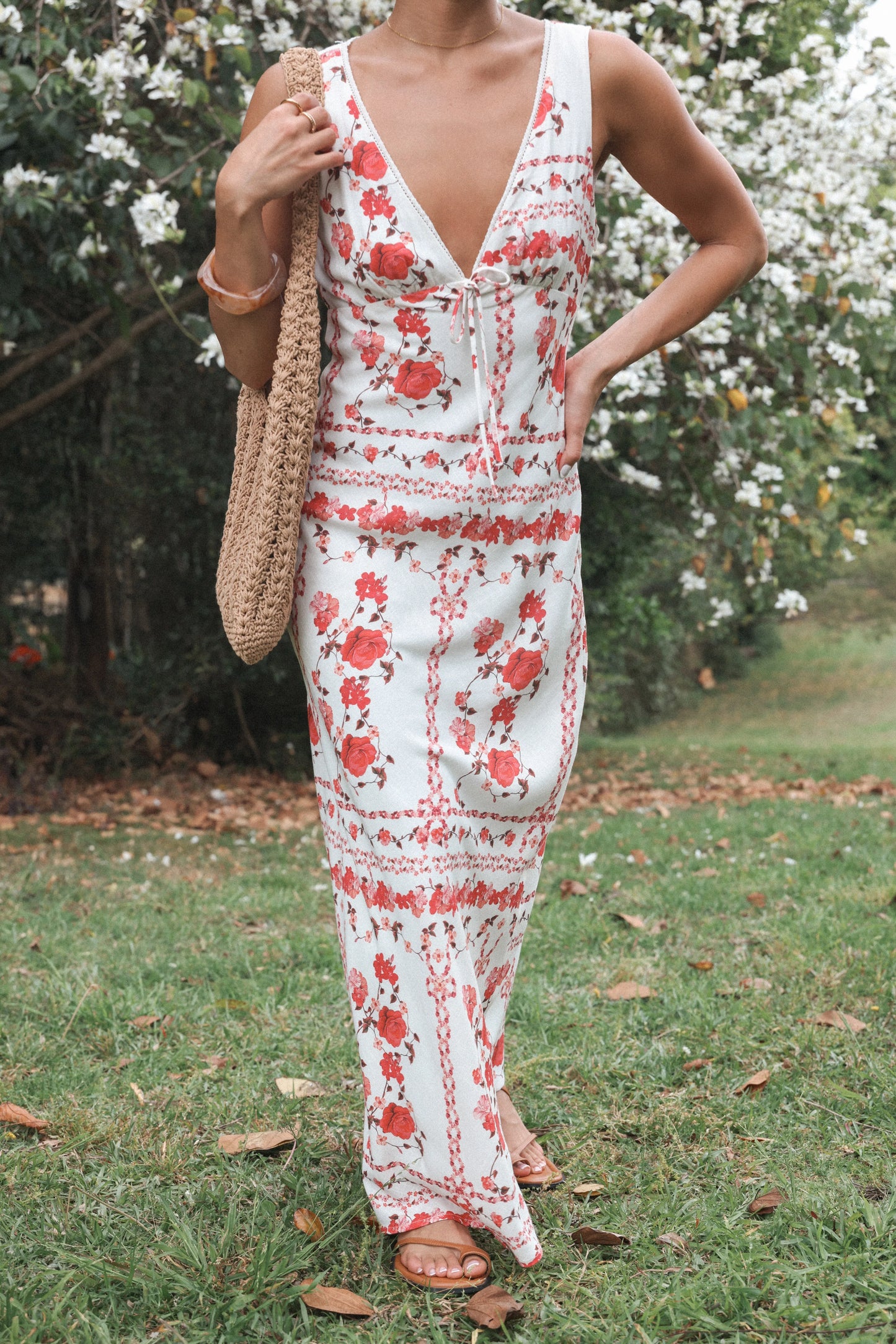 Amore Bias Cut Maxi Dress Red Rose