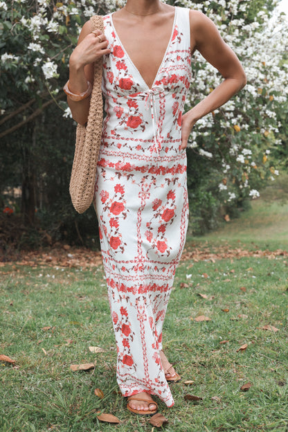 Amore Bias Cut Maxi Dress Red Rose