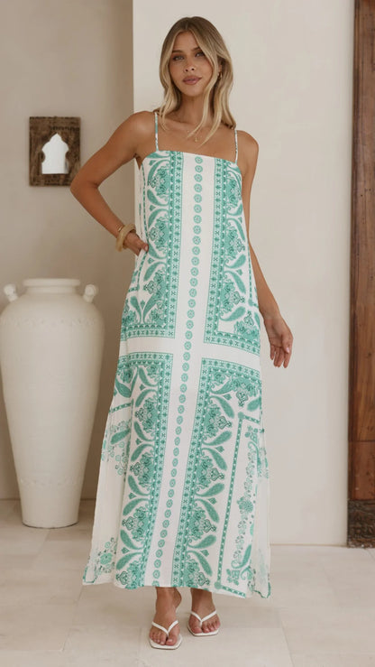 Talise Maxi Dress Green Aztec