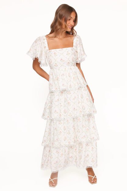 Chapel Maxi Dress White Vintage Floral