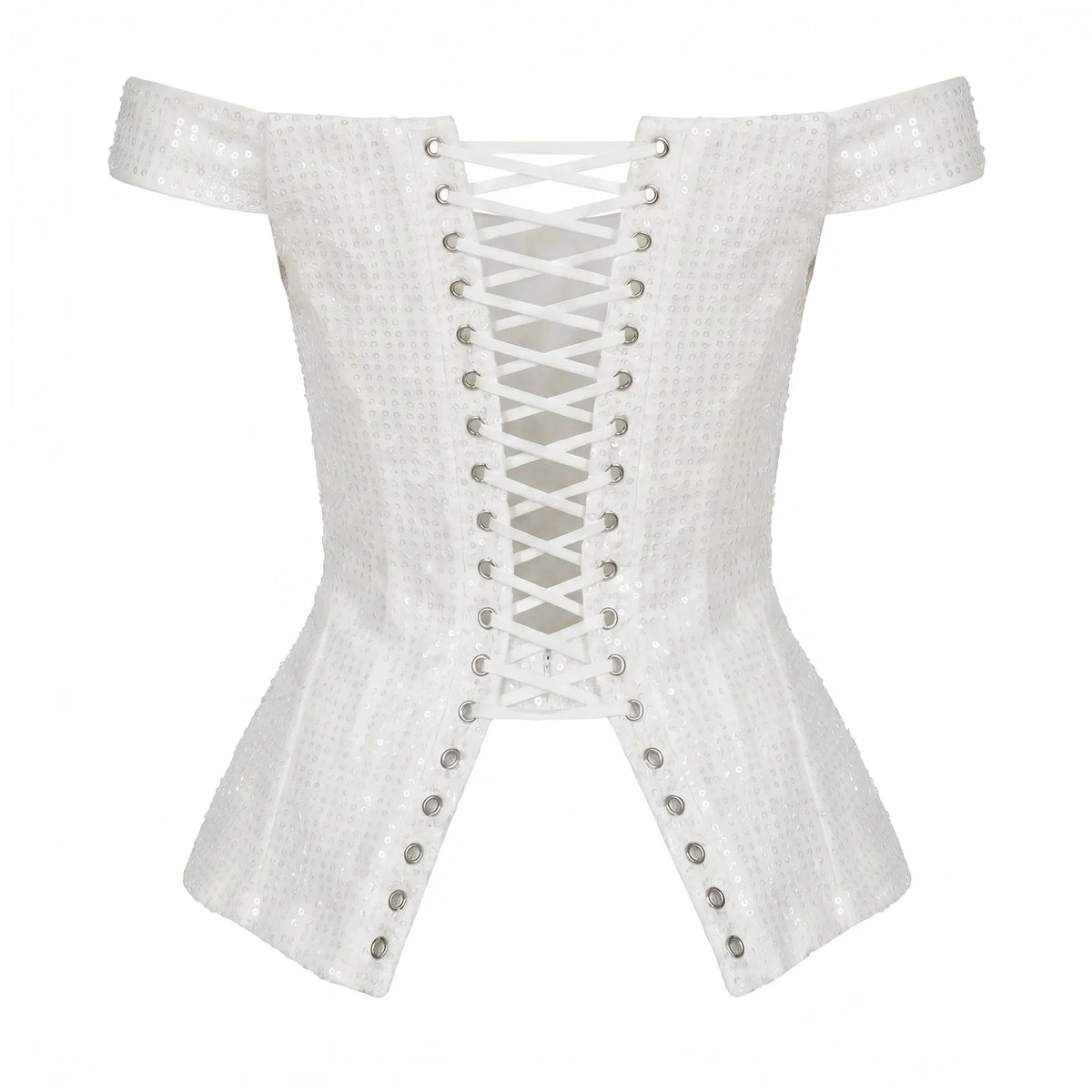 Satin Ivory Corset with Sequins