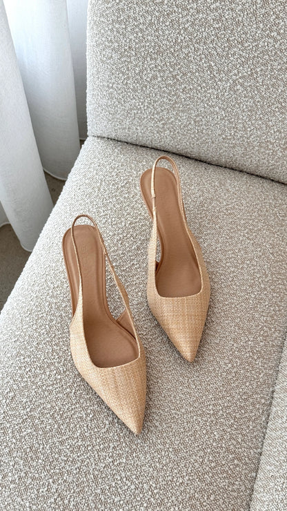 Gemima Heel Natural Raffia