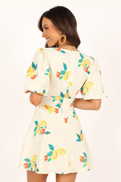 Mikaela Mini Dress Lemon Print