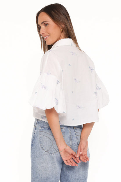 Luneth Button Up Blouse White