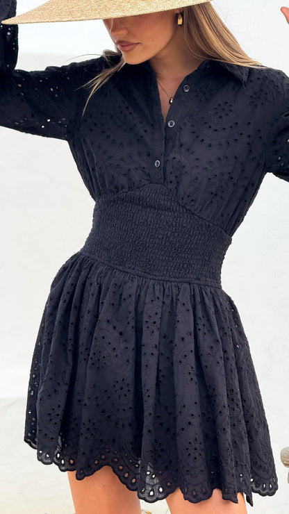Brittney Long Sleeve Mini Dress Black