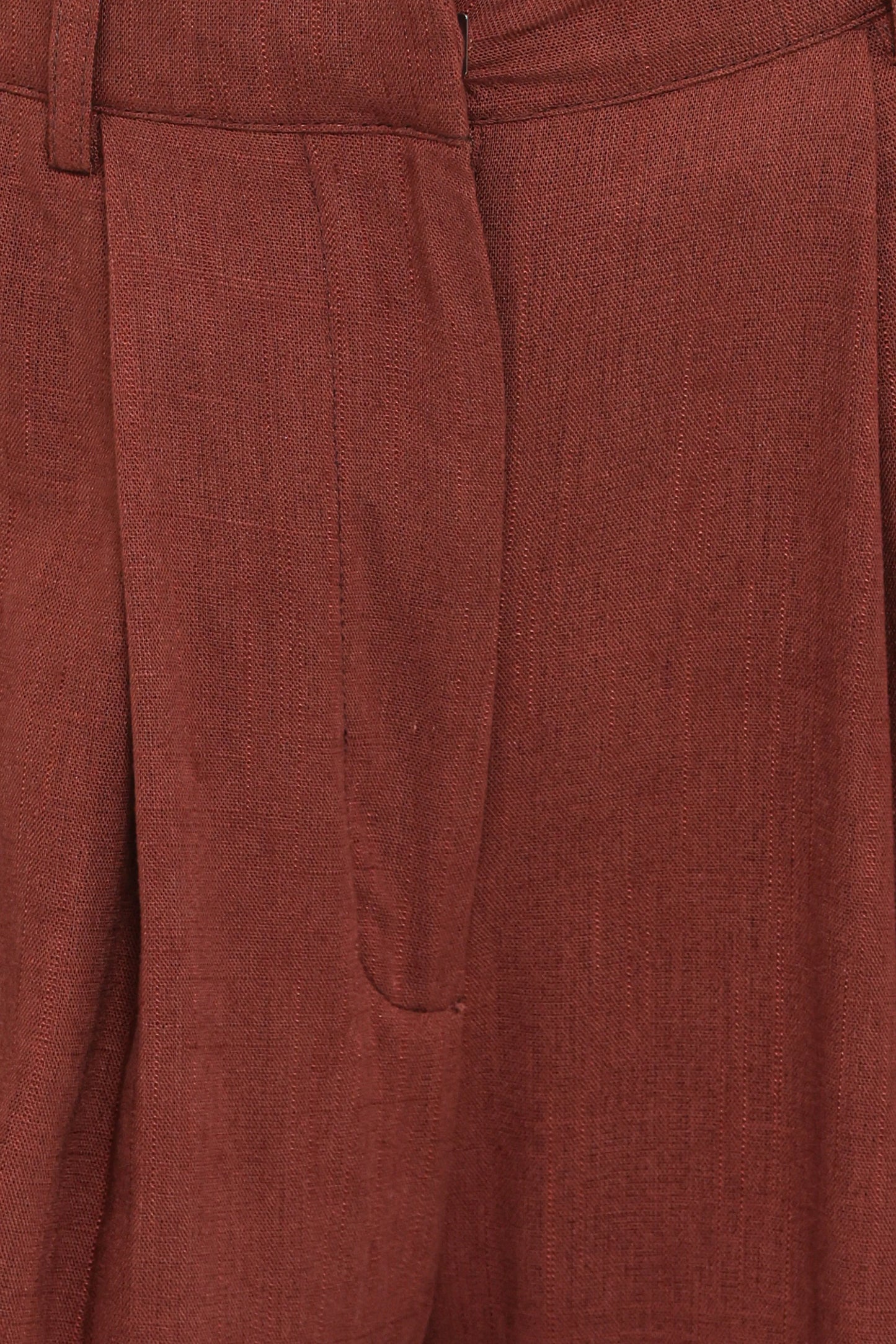 Elinor Cuffed Linen Pant Brown
