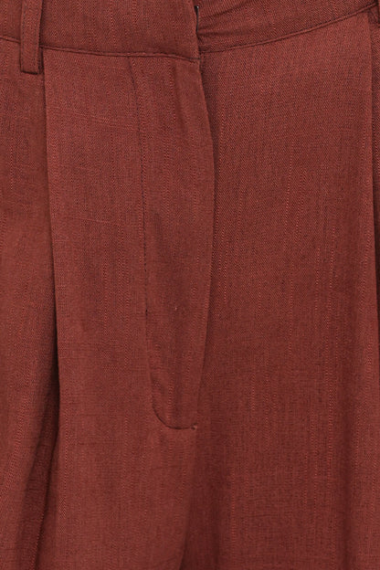 Elinor Cuffed Linen Pant Brown