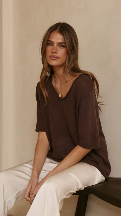 Spring Scoop Neck Tee Chocolate