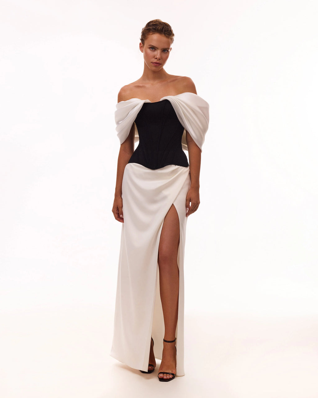 Refined fitted white maxi skirt with a slit Midnight Walk