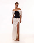 Refined fitted white maxi skirt with a slit Midnight Walk