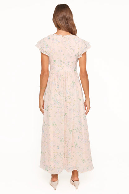 Angelica Midi Dress Pastel Pink Floral