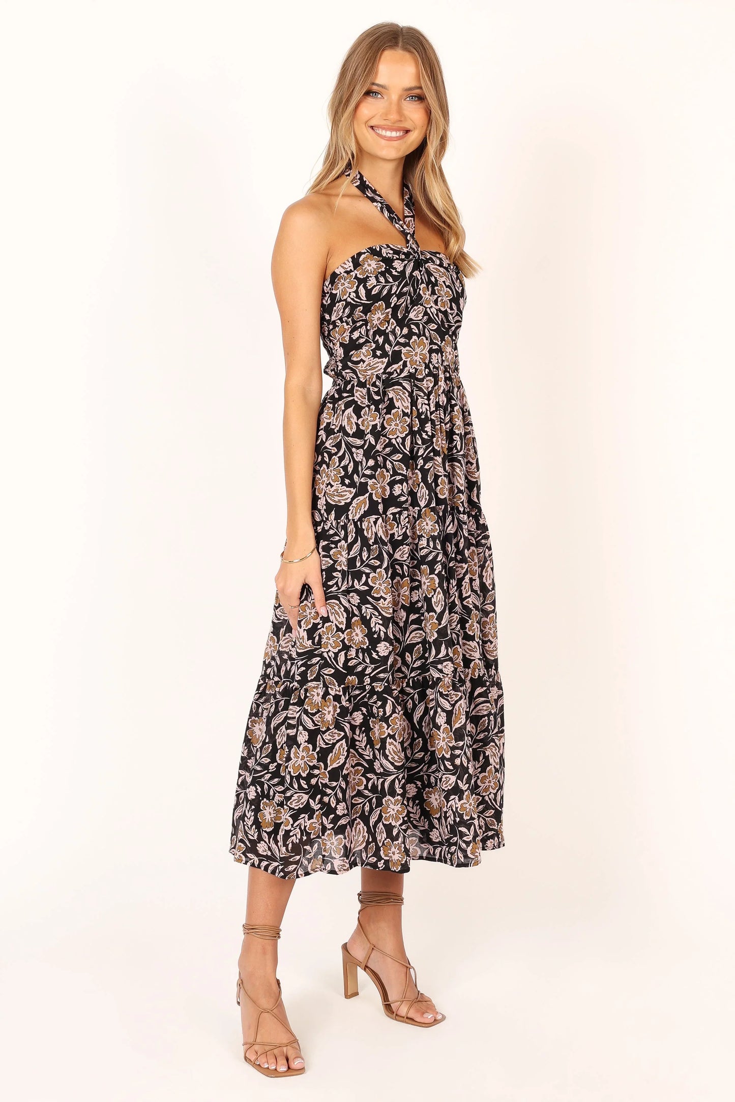 Shena Midi Dress Black Multi