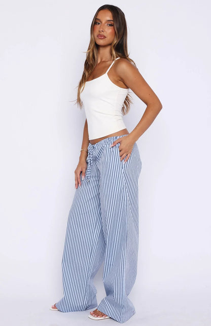 The Sweetest Love Drawstring Pants Blue Navy Stripe