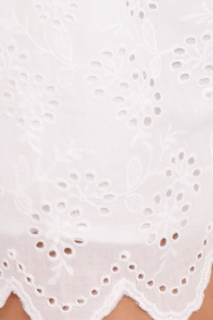 Zera Eyelet Scallop Shorts White